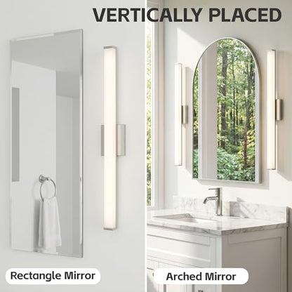 URSOLA 48" Modern LED Bathroom Light Fixtures, Chrome 3CCT Dimmable Bathroom Vanity Light Over Mirror, Bathroom Vanity Bath Bar Lights with Double Layer Acrylic Shade - color: Chrome, size: 48inch