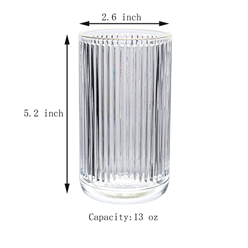 Gaolinci 2 Pcs Glass Tumbler Cup,Toothbrush Holder, Bathroom Cups, 13 oz - color: Gold Edge, size: 13 oz