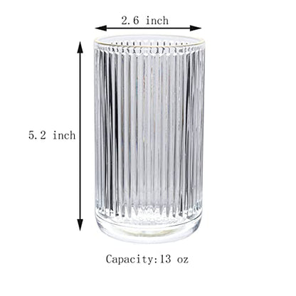 Gaolinci 2 Pcs Glass Tumbler Cup,Toothbrush Holder, Bathroom Cups, 13 oz - color: Gold Edge, size: 13 oz