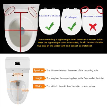 Quick Release Rectangular Soft Close Toilet Seat with Easy Cleaning, Top Fixing & Adjustable Hinges, White Plastic Cover, 03b - size: 04d