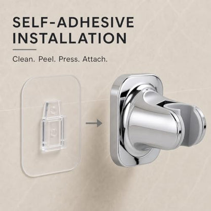 Hand Held Shower Head Holder, Adhesive Showerhead Bracket, Angle Adjustable Shower Wand Holder Wall Mounted, Chrome - color: Chrome