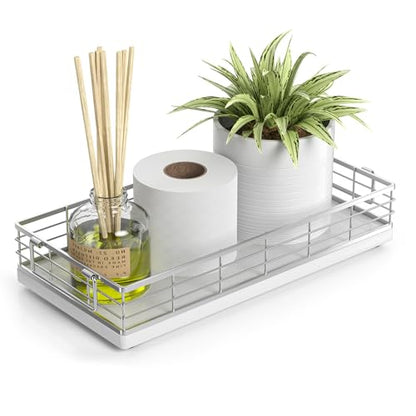 Toilet Paper Basket, 13 Inch Bathroom Toilet Tank Basket with Handles White | Bathroom Basket, Back of Toilet Basket, Toilet Tank Tray, Toilet Organizer for Toilet Paper Storage, Toiletries & Essentials - color: White