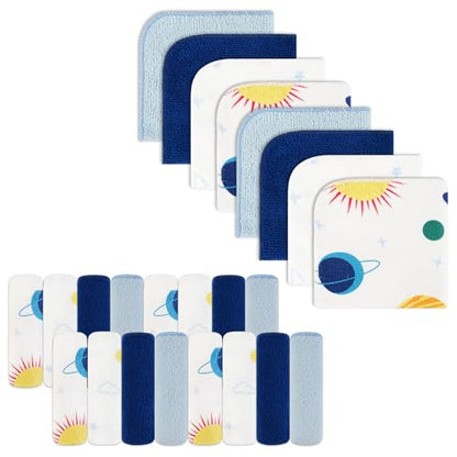 softan Baby Washcloths, 24Pack Baby Wash Cloths Extra Soft & Ultra Absorbent, Baby Towels Face Towel Unisex for Boys Girls Face & Body, Washclothes Gentle on Sensitive Skin, 9''x 9''Blue Planet - color: Blue Planet