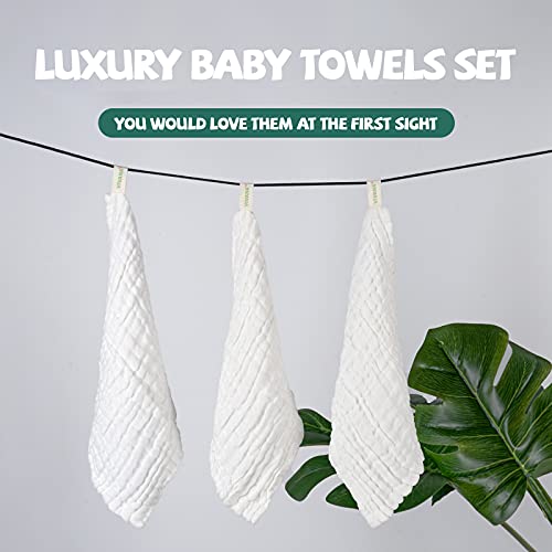 Baby Muslin Washcloths -6 Layer Soft Absorbent Face Towel - Natural Newborn Wipes for Delicate Skin - Baby Registry as Shower - size: 12x12 Inch (Pack of 10)