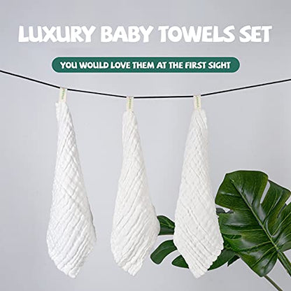 Baby Muslin Washcloths -6 Layer Soft Absorbent Face Towel - Natural Newborn Wipes for Delicate Skin - Baby Registry as Shower - size: 12x12 Inch (Pack of 30)