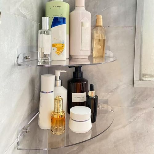 Acrylic Corner Shelves, Adhesive Shelf, Shower Caddy Organizer for Home Decor,Clear Shower Shelf,No Drilling Wall Mounted Bathroom Shelves