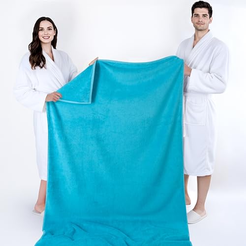 Cotton Paradise 100% Cotton Turkish Towel, Soft Absorbent Quick Dry, 40x80 Oversized Bath Sheet Towel, Ocean Aqua - color: Ocean Aqua, size: 40"x80"