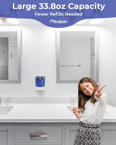 Commercial Soap Dispenser Wall Mount for Bathroom (2-Pack), Wall Mounted Hand Soap/Sanitizer Dispenser for Home or Business (White), by EnBath - color: White