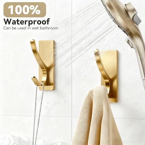 pickpiff Brush Gold Self-Adhesive Hook, 13LB Hanger for Coat/Towel, 4-Pack - color: Gold, size: 4 Pack