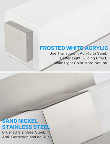 Brushed Nickel Bathroom Light Fixture - Modern LED Vanity Light Bar - 40 inch Bathroom Lighting Fixtures Over Mirror Cool Whtie 6000K - color: Brushed Nickel - Not Dimmable, size: 40 inch