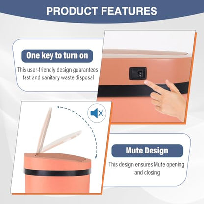 PayLessHere | 13 Gallon Stainless Steel Trash Can | Pink | Automatic Touchless Lid with Motion Sensor | Kitchen Garbage Can with Waterproof Design | for Home, Office, Bathroom | Pack of 1 - color: Pink Stainless Steel
