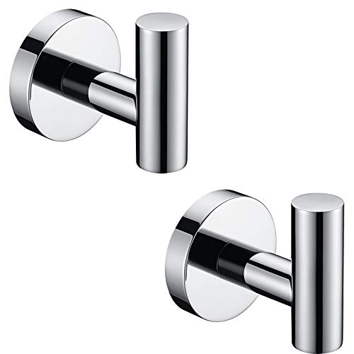 Nolimas Towel Coat Hook Polished Chrome SUS304 Stainless Steel Bathroom Clothes Cabinet Closet Sponges Robe Hook Wall Mounted Round Kitchen Heavy Duty Door Hanger 2 Packs - color: 2pcs Polished Chrome