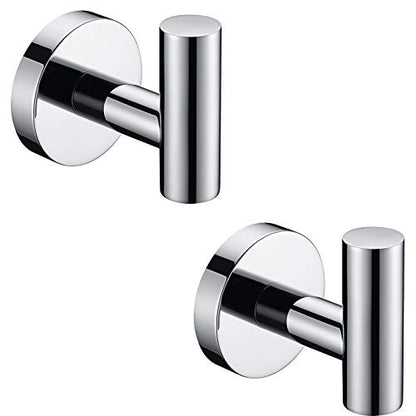 Nolimas Towel Coat Hook Polished Chrome SUS304 Stainless Steel Bathroom Clothes Cabinet Closet Sponges Robe Hook Wall Mounted Round Kitchen Heavy Duty Door Hanger 2 Packs - color: 2pcs Polished Chrome