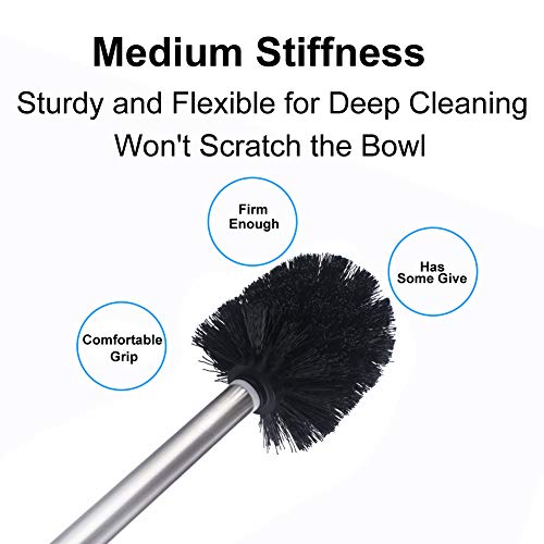 Angle Simple Toilet Brushes Refills, Toilet Bowl Scrubber Head 3 PCS | Replacement Toilet Brush Head Only, No Holder, Stainless Steel Wand with Sturdy Plastic Bristles for Easy Use