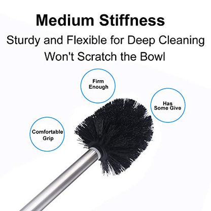 Angle Simple Toilet Brushes Refills, Toilet Bowl Scrubber Head 3 PCS | Replacement Toilet Brush Head Only, No Holder, Stainless Steel Wand with Sturdy Plastic Bristles for Easy Use