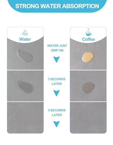 Dish Drying Mat for Kitchen Counter, 17x31.5 Pad with Rubber Backed (Grey) | Hide Stain Anti Absorbent for Kitchen Counter, Non-slip Drying Mat for Coffee Machine Dish Rack - size: 17" x 31.5"