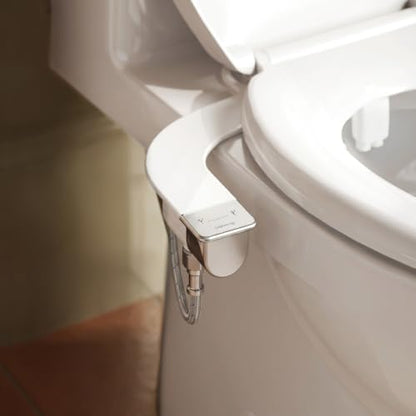 Brondell Bidet Attachment for Toilet SS-250 SimpleSpa Fresh Water Spray with Adjustable Water Pressure Side Arm Control, Slim Bidet Sprayer, Silver Knob (Dual Nozzle) - style: Fixed Dual Nozzle