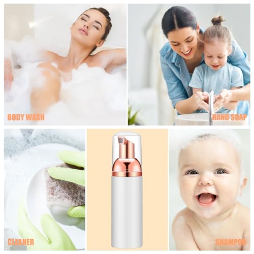 Lil Ray 2 Oz Empty White Foam Pump Bottle, Foamer Soap Dispenser for Lash Shampoo, Hand Soap, Foaming Cleaner(Rose Gold Pump, 12 PCS) - color: Rose Gold
