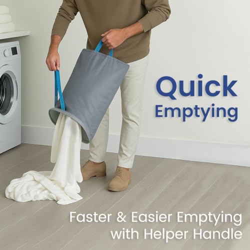 Dual Section 90L Laundry Basket with Wheels and Lid – Tall divided Double Laundry Hamper with 2 Removable Washable Bags, Large Laundry Sorter for Easy Clothes Separation