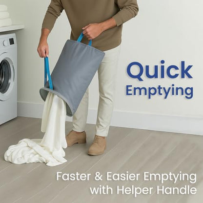 Dual Section 90L Laundry Basket with Wheels and Lid – Tall divided Double Laundry Hamper with 2 Removable Washable Bags, Large Laundry Sorter for Easy Clothes Separation