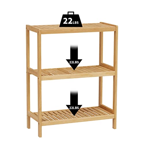 Bamboo Bathroom Shelf, Multifunctional Storage Shelf, 3-Tier - size: 3-Tier