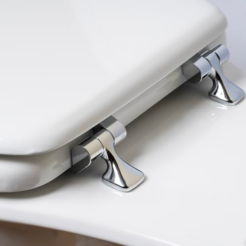 MAYFAIR 1844CP 000 Toilet Seat with Chrome Hinges will Never Come Loose, ELONGATE, White (Pack of 2) - size: Elongated (Pack of 2), style: Chrome Hinge