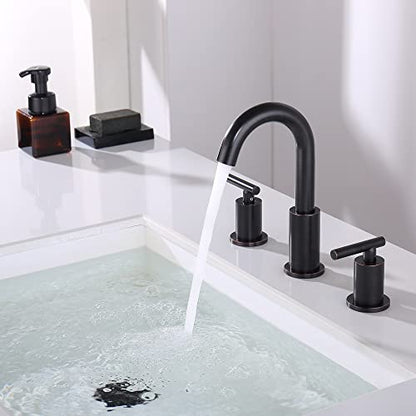 ChiLDano Oil Rubbed Bronze Bathroom Faucets with Pop Up Drain& Supply Hose | Bronze 3 Piece Bathroom Faucet for Sink 3 Hole, Widespread Vanity Sink Faucet 2 Handles, Pedestal Sink Faucet 3 Hole - color: Oil Rubbed Bronze