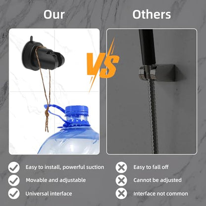 Suction Cup Shower Head Holder, Removable Shower Head Bracket No Drill Wall Mount Holder, ABS Plastic Shower Wand Holder Universal Suction Holder for Bathroom(Black)
