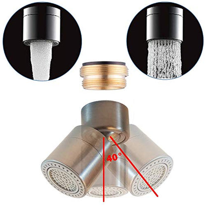 TOTOMO Kitchen Sink Faucet Aerator (Solid Brass) 2 Spray-mode (Shower&Bubble Stream) 360° Swivel Booster Sprayer adapter Water Saving Head attachment replacement - Brushed Nickel - color: Faucet Aerator 40° Angle - Brushed Nickel
