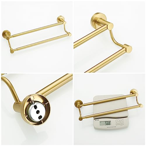 Double Towel Bar Towel Rack for Bathroom Wall Mounted Brushed Gold | Adjustable 16-26 In,Wall Mounted Towel Holder, Stainless Steel, Rustproof, Towel Bar Rod Hanger Hardware Accessories Hotel - color: Brushed Gold