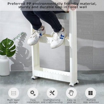 3.54 Slim Storage Cart Durable Bathroom Organizer Slide Out Storage Cart Rolling Utility Cart Slide Out Organizer Narrow Shelf Rack for Kitchen Bathroom Study Office - size: 2 Tiers