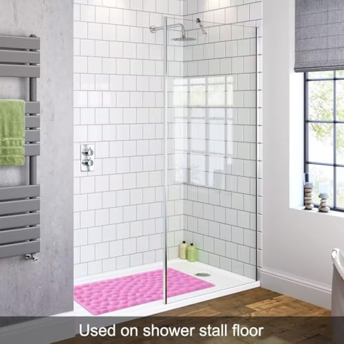 Non-Slip Bathtub Mat OTHWAY Soft Rubber Bathroom Bathmat with Strong Suction Cups (Pink, 16x31.5 inch) - color: Pink, size: 31.5" x 16" (Rectangular)
