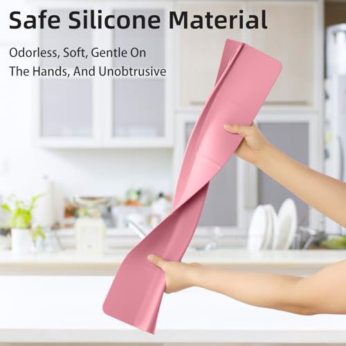 23" Ultra Silicone High Sink Splash Guard, Pink | Released in 2026, Self-Draining Water Splash Guard, for Kitchen Sink&Bathroom&Island, 3.5" Splash Guard, 7 Strong Suction Cup - color: Pink