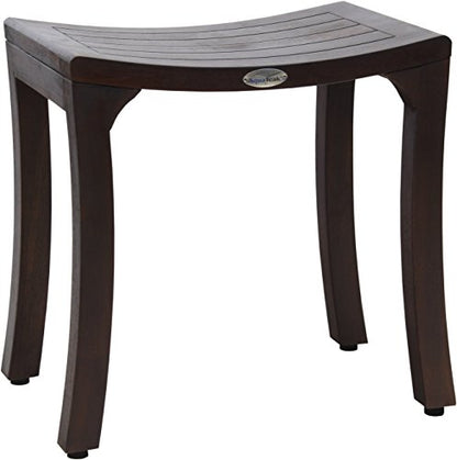 AquaTeak Patented 18" Asia Curve Mocha-Shield Teak Shower Bench - A. Bench | Durable, Water-Resistant Teak, Shower Chair & Shaving Foot Rest, Indoor/Outdoor Use