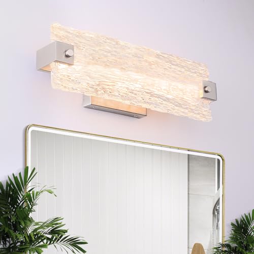 Brushed Nickel Bathroom Vanity Light, 16.5 Inch 10W Dimmable LED Bathroom Light Fixture Over Mirror, Modern Crystal Bar Wall Sconce Lighting for Bath, 3CCT, OS-MM5001-2BN - color: Nickel, size: 16.5" L, 10 Watts