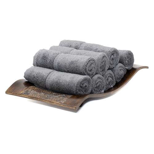 Mosobam Turkish Washcloths, 8 Pack, 13 x 13 in, 700 GSM, Charcoal Gray | 8 washcloth face towels, 13 x 13 in, 700 GSM, 50% viscose made from bamboo and 50% Aegean Turkish cotton, plush and absorbent - color: Charcoal, size: Washcloths, Set of 8