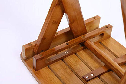 URFORESTIC Portable Shower Bench-Bamboo Folding Shower Stool Seat Chair Fully Assembled-Hold Up to 500 LBS