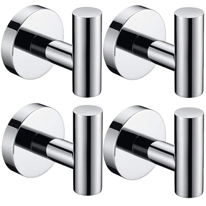 Nolimas Towel Coat Hook Polished Chrome, SUS304 Stainless Steel Bathroom Clothes Cabinet Closet Sponges Robe Hook Wall Mounted Round Kitchen Heavy Duty Door Hanger 4 Packs - color: 4pcs Polished Chrome