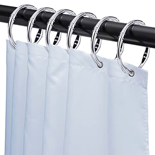 Karenhi 12 Pieces Round Shower Curtain Hooks Rings, Rust Proof Metal Shower Hooks Rings for Home Bathroom Bedroom Kitchen Glide Rods Application, Snap Joint Design(Silver, Rustic Style)