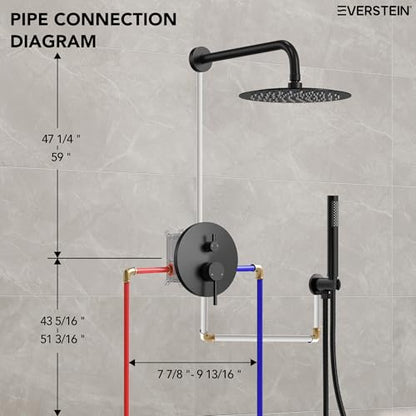 10" High-Pressure Rainfall Shower System with Handheld Spray, Wall Mount Bathroom Shower Faucet Set (Matte Black) - color: Matte Black, style: No Tub Spout