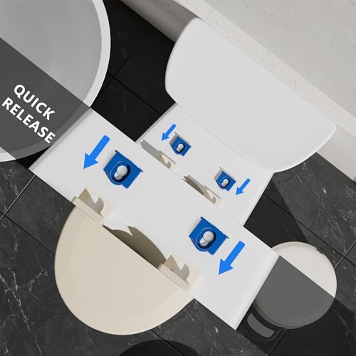 Angol Shiold Slow Close Wood Toilet Seat（Bone, Round 16.5''） | Durable enameled wood round toilet seat, adjustable non-slip hinges, anti-pinch bumpers, easy to install and clean