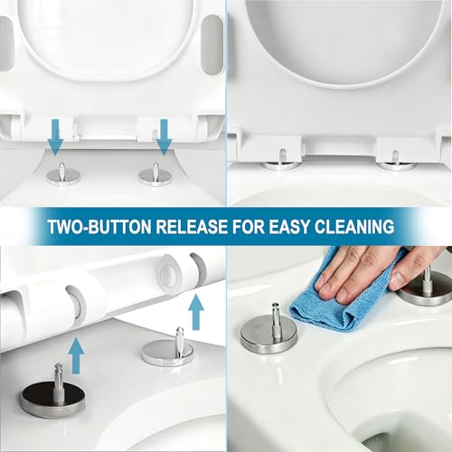 Elongated Soft Close U-Shaped Toilet SeatQuick Release Easy Clean | The quick-release hinge allows you to remove the seat easily for deep cleaning. Keep your bathroom more hygienic - size: 16.8*13.4in