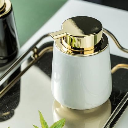 Modern Foam Soap Dispenser for Bathroom, Chic Ceramic Bottle(White) | Gold Soap Dispenser Pump - color: White