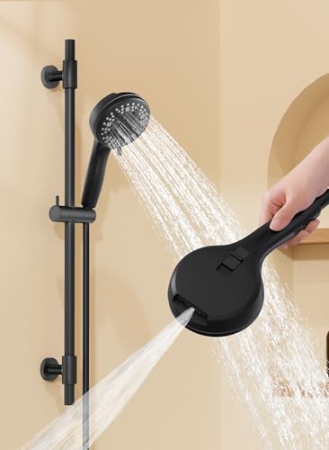 KES High Pressure 9 Functions Adjustable Handheld Shower Head with 30-Inch Shower Slide Bar & 59-Inch Hose, Built-in Power Wash to Clean Tub Tile & Pet, Wall Mount Matte Black 18/8 Stainless Steel - color: Matte Black