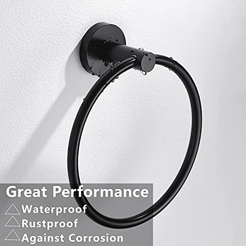 Matte Black Toilet Paper Holder and Hand Towel Ring Set 2 Pieces Bathroom Hardware Accessories Set SUS304 Stainless Steel Heavy Duty Wall Mounted Bathroom Holder… - color: Matte Black