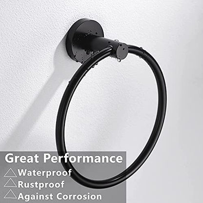 Matte Black Toilet Paper Holder and Hand Towel Ring Set 2 Pieces Bathroom Hardware Accessories Set SUS304 Stainless Steel Heavy Duty Wall Mounted Bathroom Holder… - color: Matte Black