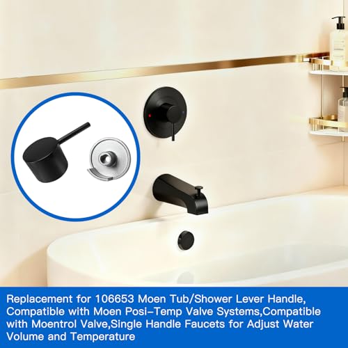 All Metal Replacement for Moen Tub/Shower Lever Handle, Compatible with Moen Posi Temp Shower Handle and for Cartridge,Single Handle Faucets for Adjust Water Volume and Temperature,Matte Black - color: Matte Black