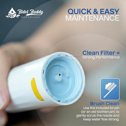 BIDET BUDDY® PureJet Portable Bidet for Travel - 550mL Bottle, Arctic White | Self-Cleaning Retractable Nozzle,IPX7 Waterproof, USB-C Rechargeable, High-Pressure Hygiene Device, Versatile Power Modes