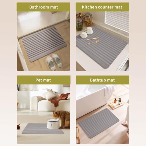 Stone Dish Drying Mat - Large Foldable Marbled Quick Drying Dish Mats, Stone Coasters Set of 4 Collapsible Ultra Absorbent Diatomaceous Earth Mats for Kitchen Counter Bathroom (Grey-REC) - color: Grey-rec