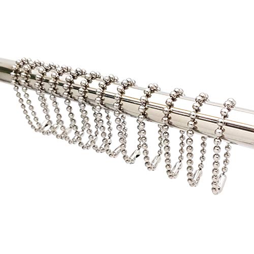Nickel Shower Curtain Hooks, 6 Inch Ball Chain Design, 12 Pack Rust-Resistant Metal Curtain Rings for Bathroom Rods, Heavy Duty 4.5mm Shower Curtain Hangers - color: Nickel, size: 6 Inch